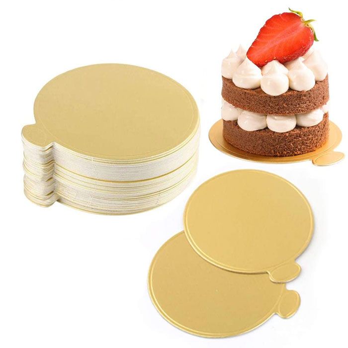 Cake Board Round & Handle 8.5CM Gold (1000pcs)