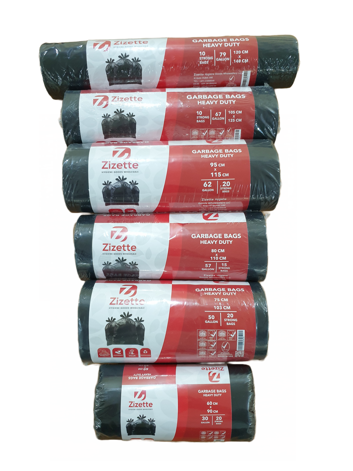 Biodegradable Garbage Bags 60cmx90cm, 30 Gallon 20Pcs Roll